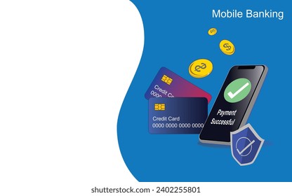 Contactless payment and Pay with Mobile Banking Application. AI(Artificial Intelligence) Mobile phone technology background for bank business and Investment. Shopping Online with Credit Card Payment.