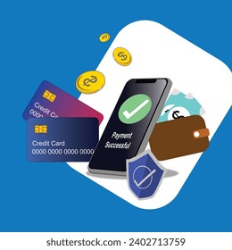 Contactless payment and Pay with Mobile Banking Application. AI(Artificial Intelligence) Mobile phone technology background for bank business and Investment. Shopping Online with Credit Card Payment.