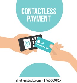 Contactless Payment Pay with Mobile Cashless Society illustration