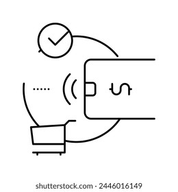 contactless payment with phone app line icon vector. contactless payment with phone app sign. isolated contour symbol black illustration