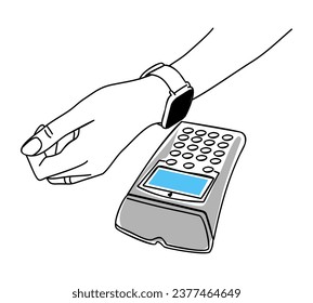 Contactless payment with smart watch and terminal.