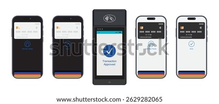 Contactless Payment with Smartphone and NFC Terminal – Isometric Mobile Wallet, Hold Near Reader, and Transaction Approved Illustration