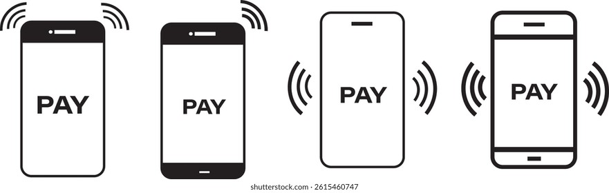Contactless payment with smartphone .Set of mobile phone vector icons. Vector illustration Ringing phone simple icon sign
