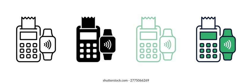 Contactless payment terminal collection in multiple visual variants, featuring point of sale, commerce, money, and banking.