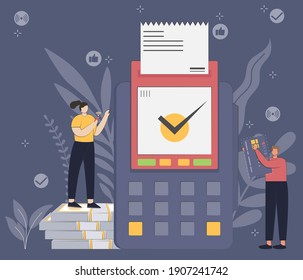 Contactless payment transaction concept vector illustration with people character. Flat design vector illustration