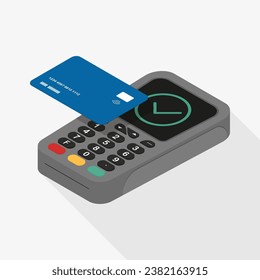 Contactless payment using a credit card. Payment terminal. Vector illustration