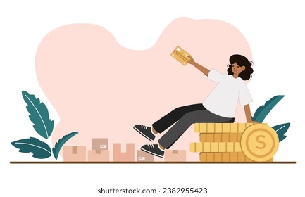 Contactless payment. Payment Using Credit Card Pay On Mobile Phone. Online payment mobile for shopping online, internet money pay. vector illustration.