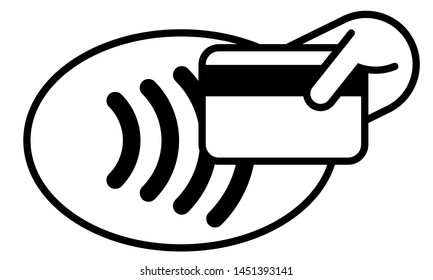 Contactless Payment Vector Icon. Credit Card And Hand, Wireless NFC Pay Wave And Contactless Pay Pass Logo