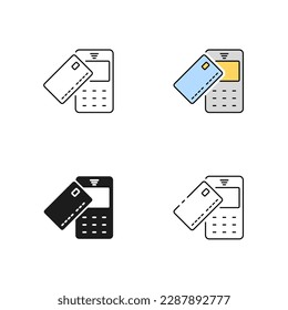 Contactless payment vector icon in line style, glyph, Lineal color. Finance, money and online banking sign