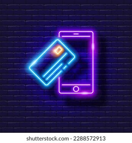 Contactless payment vector neon icon. Finance, money and online banking glowing sign