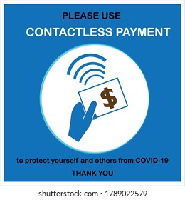 Contactless Payments. Payment without contact the surface sign. online payment. Safety sign for payment during coronavirus