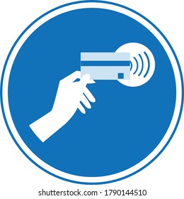 Contactless Payments sign vector in blue background. Payment without contact the surface sign vector. online payment sign. Online payment sing. Credit card sign.