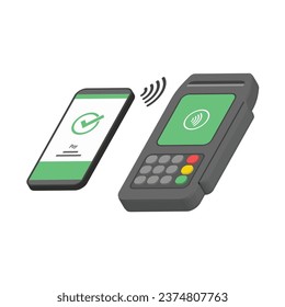 Pagos sin contacto con la ilustración vectorial de la tecnología NFC para smartphones