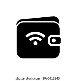 Contactless payments. Wallet and wi-fi sign. Icon. Vector illustration