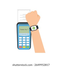 Contactless Smartwatch Payment with POS Terminal Vector