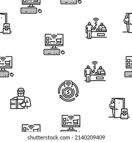 Contactless System Technology Vector Seamless Pattern Thin Line Illustration