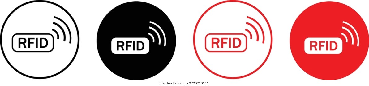 Iconos de Tecnología sin contacto. Símbolo inalámbrico RFID. Diseño gráfico del sensor de proximidad. Señales de control de acceso y de regulación de seguridad
