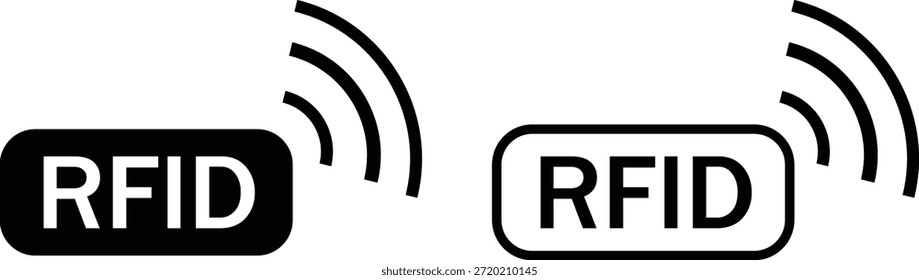 Iconos de Tecnología sin contacto. Símbolo inalámbrico RFID. Diseño gráfico del sensor de proximidad. Señales de control de acceso y de regulación de seguridad
