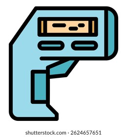 Icono de termómetro sin contacto. Contorno sin contacto termómetro Vector icono de color plano aislado
