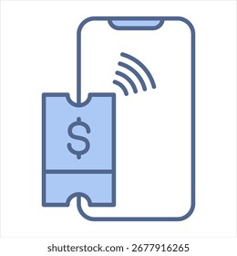 Kontaktloses Ticketing Blaues Symbol Vektorgrafik