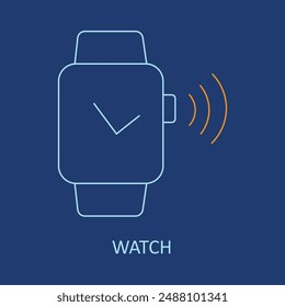 Contactless Watch Icon: NFC Payments, Digital Wallet, Touchless Technology with editable stroke.