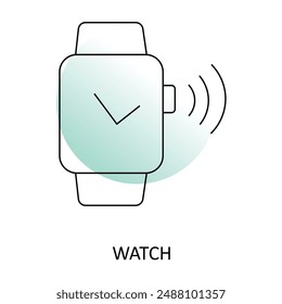 Contactless Watch Icon: NFC Payments, Digital Wallet, Touchless Technology with editable stroke.