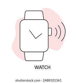 Contactless Watch Icon: NFC Payments, Digital Wallet, Touchless Technology with editable stroke.