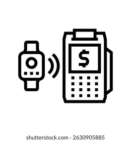 contactless wearable payment fintech line icon vector. contactless wearable payment fintech sign. isolated contour symbol black illustration