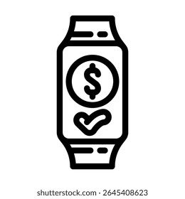 contactless wearable payment fintech line icon vector. contactless wearable payment fintech sign. isolated contour symbol black illustration