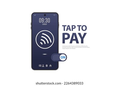 Contactless wireless pay sign 3D logo. NFC technology illustration.