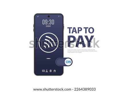 Contactless wireless pay sign 3D logo. NFC technology illustration.