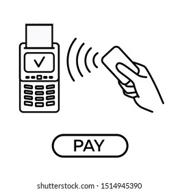 Contactless wireless pay sign logo. Credit card touch nfc payment vector concept. Online transaction.