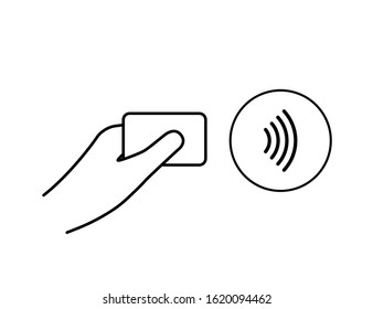Contactless wireless pay sign logo. NFC technology. Vector stock illustration.