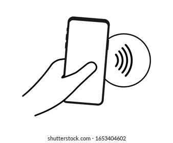 Contactless wireless pay sign logo. NFC technology. Vector stock illustration.