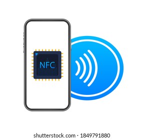 Contactless wireless pay sign logo. NFC technology. Vector stock illustration.