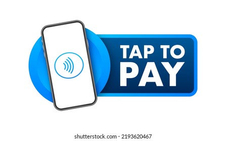 Contactless wireless pay sign logo. NFC technology. Vector stock illustration.