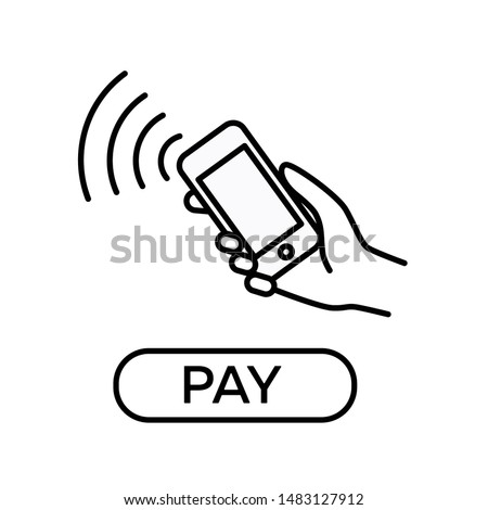 Contactless wireless pay sign logo. Phone touch nfc payment vector concept. Online transaction.