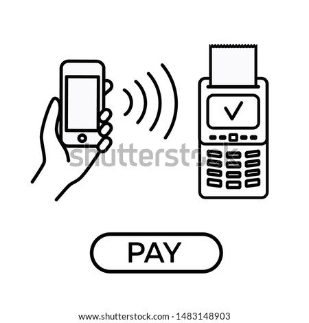 Contactless wireless pay sign logo. Phone touch nfc payment vector concept. Online transaction.
