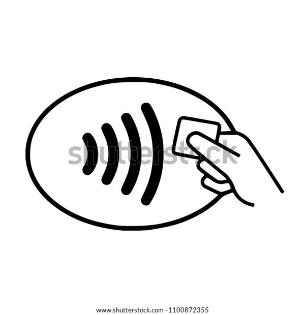 Contactless wireless pay sign logo. NFC technology\
contact less credit\
card.