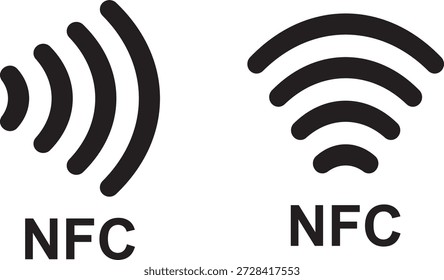 Contactless wireless pay sign. NFC technology set