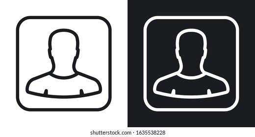 Contacts or address book app icon for smartphone, tablet, laptop or other smart device with mobile interface. Minimalistic two-tone version on black and white background