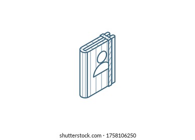 Contacts, address book isometric icon. 3d vector illustration. Isolated line art technical drawing. Editable stroke