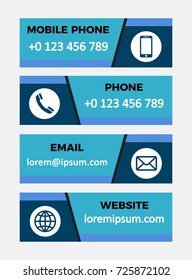 Contacts banners. Set of vector design elements.