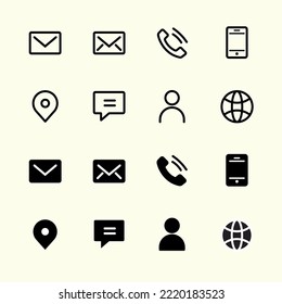 Contacts black flat icons set