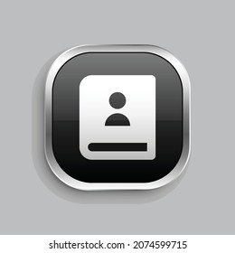 contacts book 2 fill icon design. Glossy Button style rounded rectangle isolated on gray background. Vector illustration