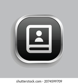 diseño de iconos de 2 líneas del libro de contactos. Estilo botón brillante rectángulo redondeado aislado en fondo gris. Ilustración del vector