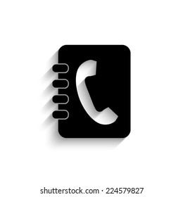 contacts book - black vector icon with shadow