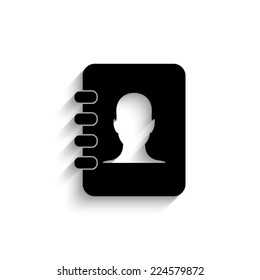 contacts book - black vector icon with shadow