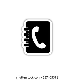 contacts book - black vector icon with shadow