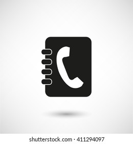 contacts book - black vector  icon with shadow